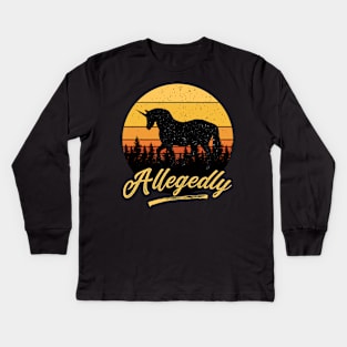 Allegedly Unicorn Funny Retro Distressed Sunset Kids Long Sleeve T-Shirt